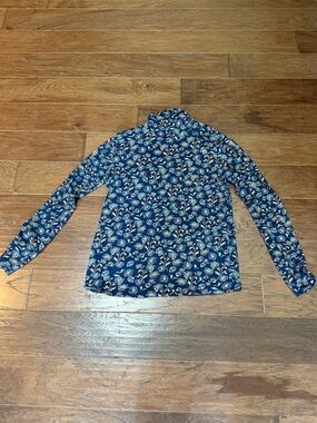 Sundance Medium Floral Long-Sleeve Shirt Blouse Navy